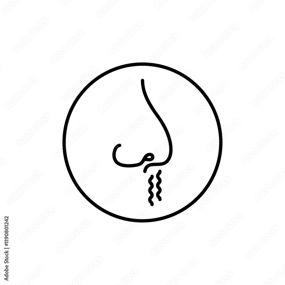 Nose with smoke icon vector outline logo sign Nose with smoke icon vector outline logo sign