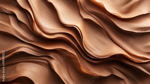 Textured fabric in warm bronze tones flowing in elegant waves creating a rich visual depth and sophistication