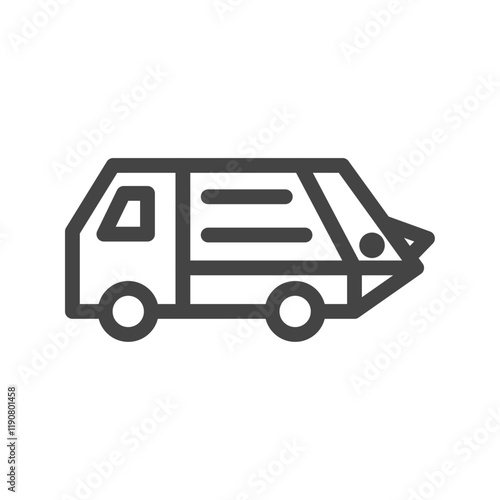 線画乗り物関連の単品アイコン　ゴミ収集車