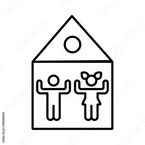 Orphanage house icon vector outline logo sign