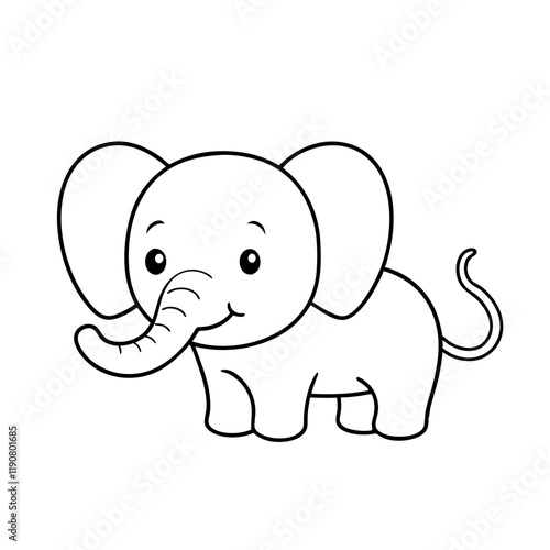 Elephant cartoon line art for children coloring book. coloring page  of a cute baby elephant cartoon