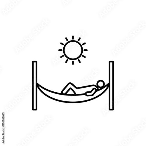 Person relaxing on hammock icon vector outline logo sign