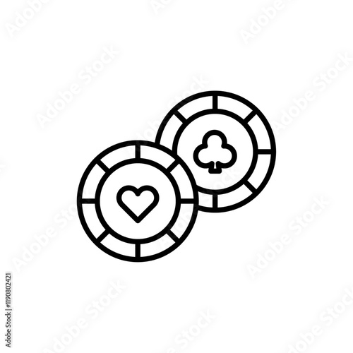 Poker chip icon vector outline logo sign