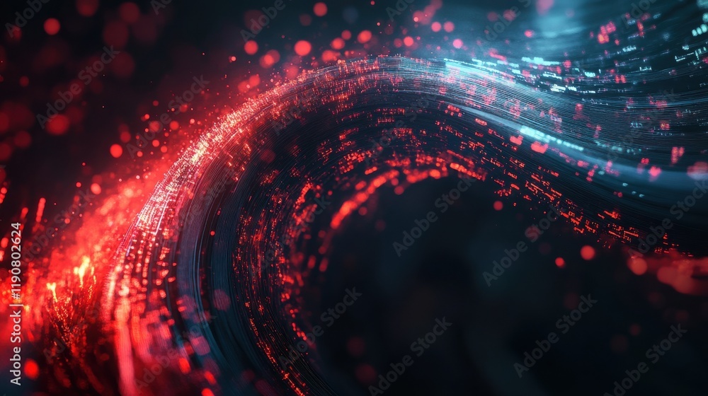 Abstract digital wave on dark background. Technology and science concept. 3D Rendering Abstract digital wave on dark background. Technology and science concept. 3D Rendering