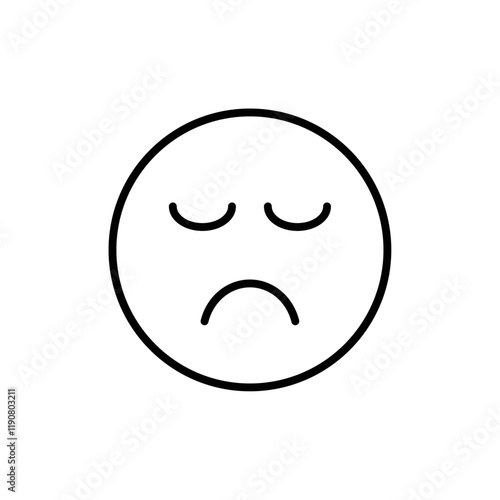 Sad, upset or lonely emoticon icon vector outline logo sign