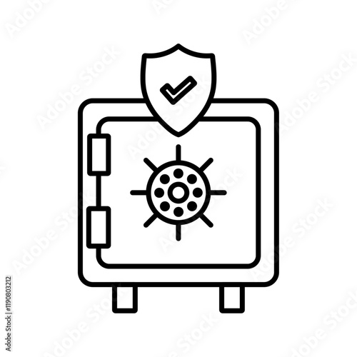 Safe vault box icon vector outline logo sign