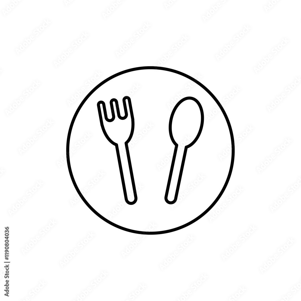 spoon and fork icon vector outline logo sign spoon and fork icon vector outline logo sign