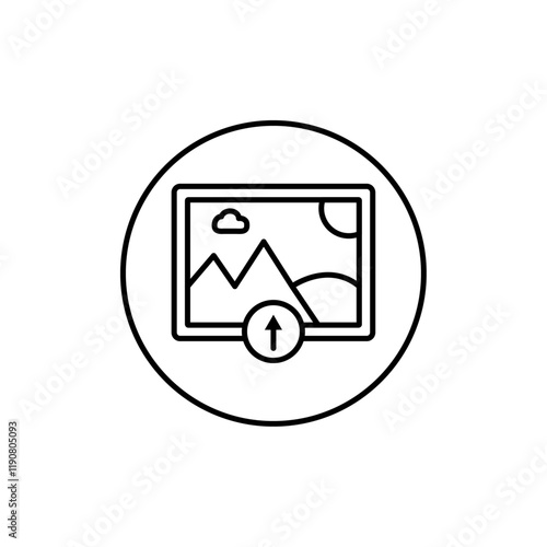 Upload photo icon vector outline logo sign