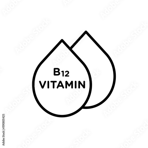 Vitamin B12 drop icon vector outline logo sign