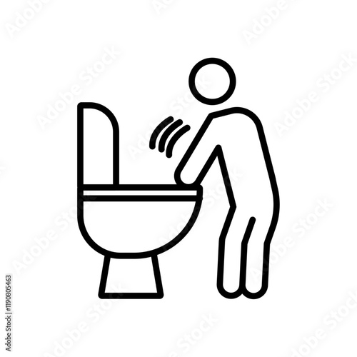 vomiting in bathroom icon vector outline logo sign