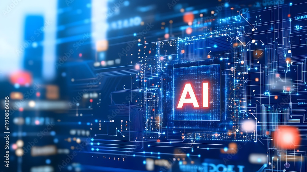 Fototapeta premium The Future of Technology with AI Chip on Circuit Board