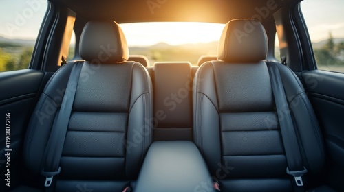 Sunlit View of Rear Baby Car Seat Interior