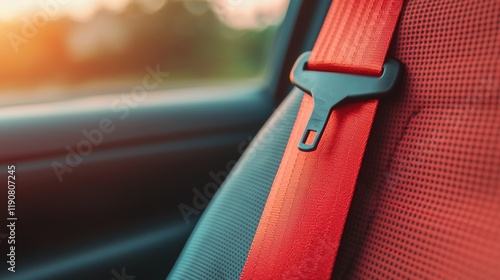 Vibrant Interior of Family Car with Seat Belt