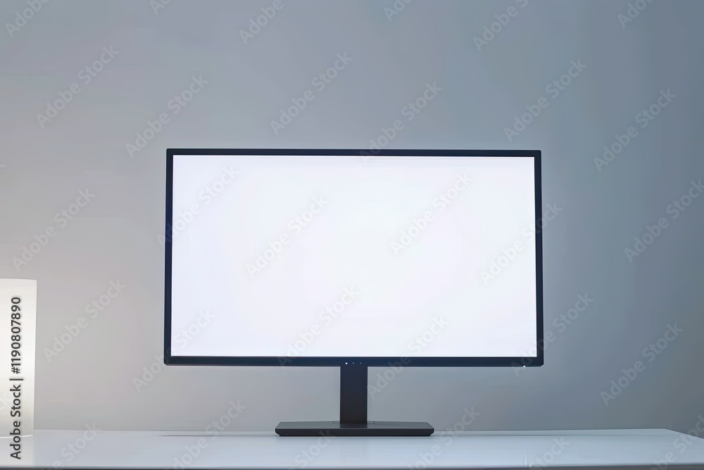 Ultra Hd Visual of Computer Screen on White Room Mock Up Ultra Hd Visual of Computer Screen on White Room Mock Up