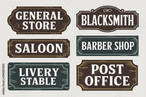 Collection of Vintage Western Style Business Signs