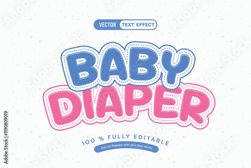 Baby Diaper Editable Text Effect