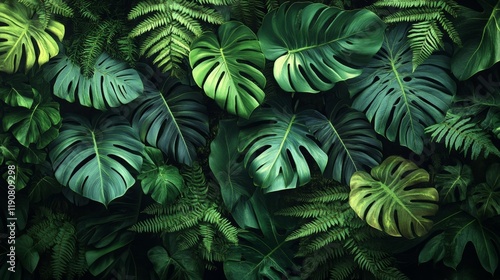 Wallpaper Mural Tropical Foliage Botanical Art. Generative AI Torontodigital.ca