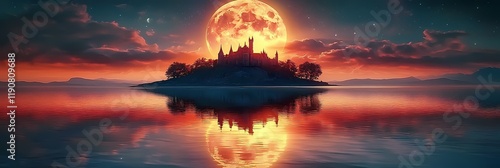 Enchanted Moonlit Castle Reflection