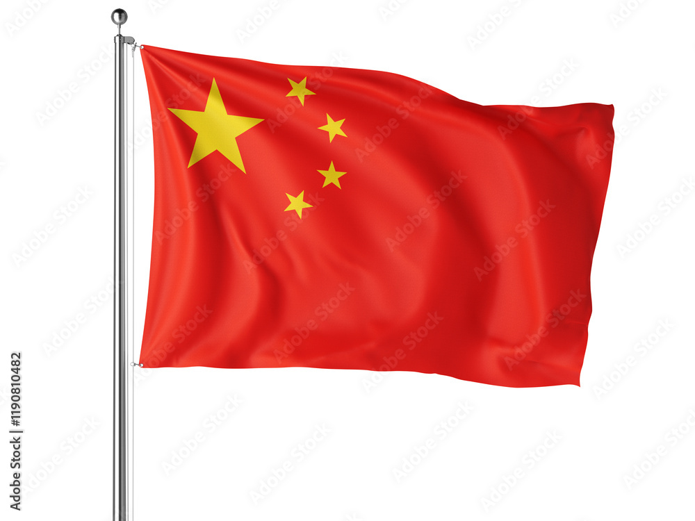 China flag, isolated on white background, 3D rendering. Computer digital drawing in high quality China flag, isolated on white background, 3D rendering. Computer digital drawing in high quality