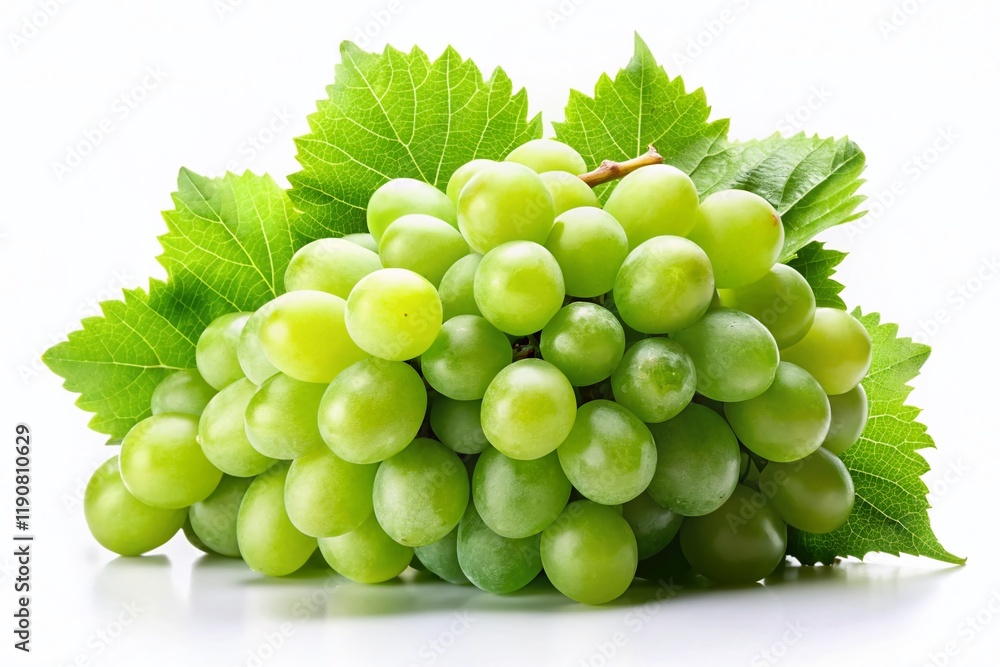 Juicy Green Grapes Bunch Isolated on White Background - Stock Photo Juicy Green Grapes Bunch Isolated on White Background - Stock Photo