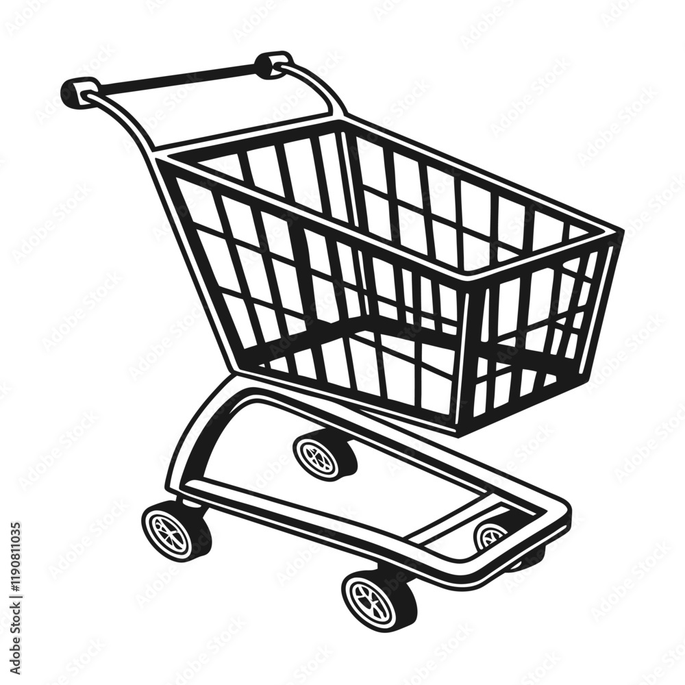 Simple Black and White Shopping Cart Icon