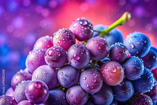 Wallpaper Mural Juicy Purple Grapes with Water Droplets on Pastel Background - High-Resolution Stock Photo Torontodigital.ca