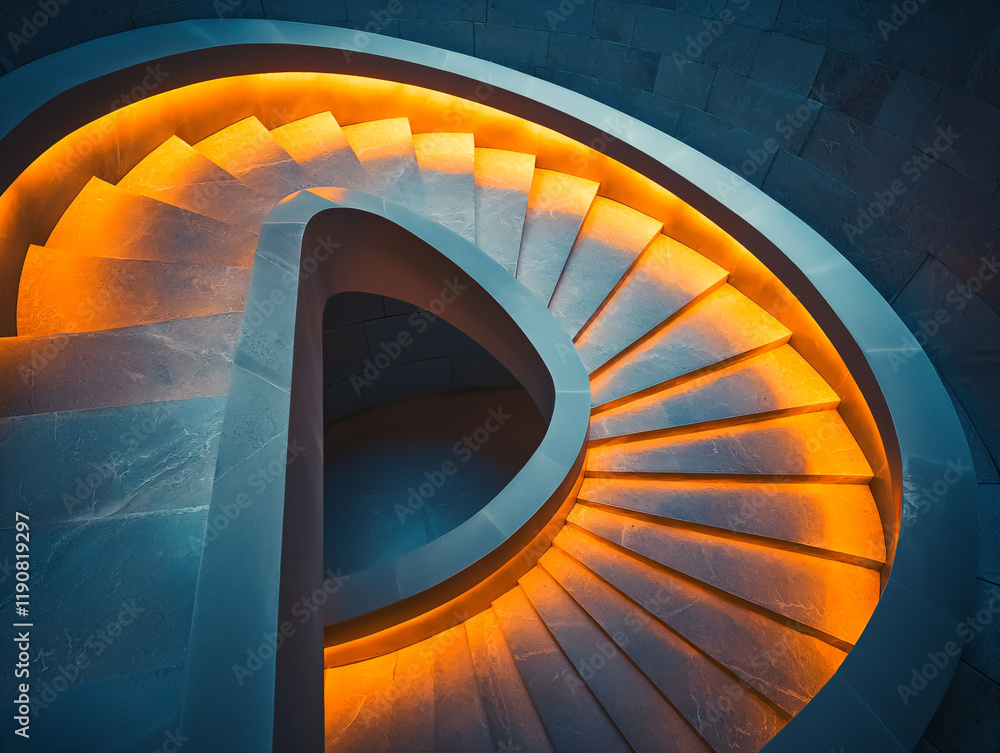 Obraz premium Illuminated Spiral Staircase