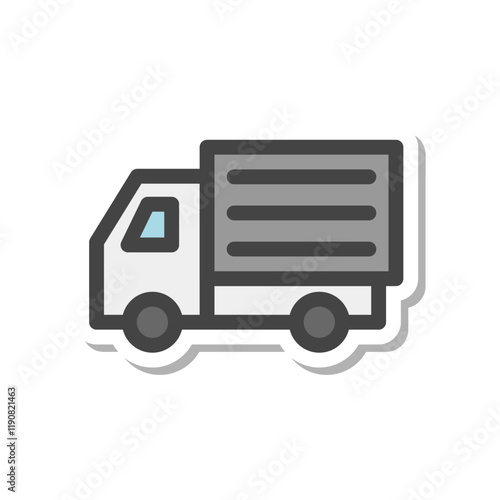 ステッカー風乗り物関連の単品アイコン　トラック