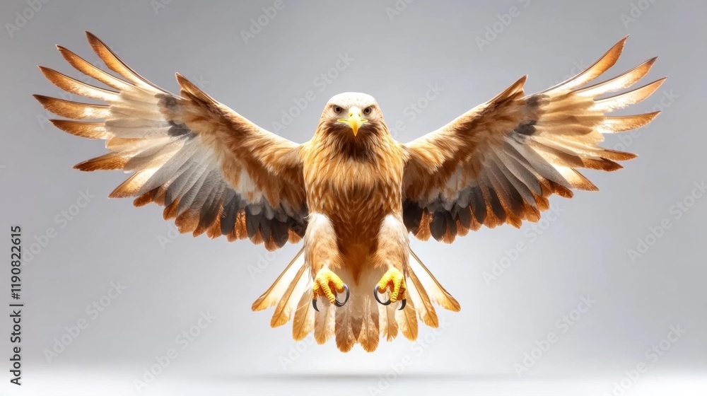 Obraz premium Majestic Golden Eagle with Outstretched Wings. Generative AI