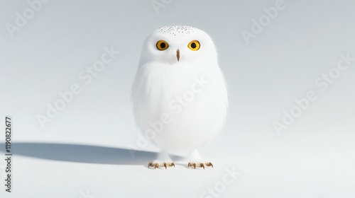 Snowy Owl on White Background. Generative AI photo