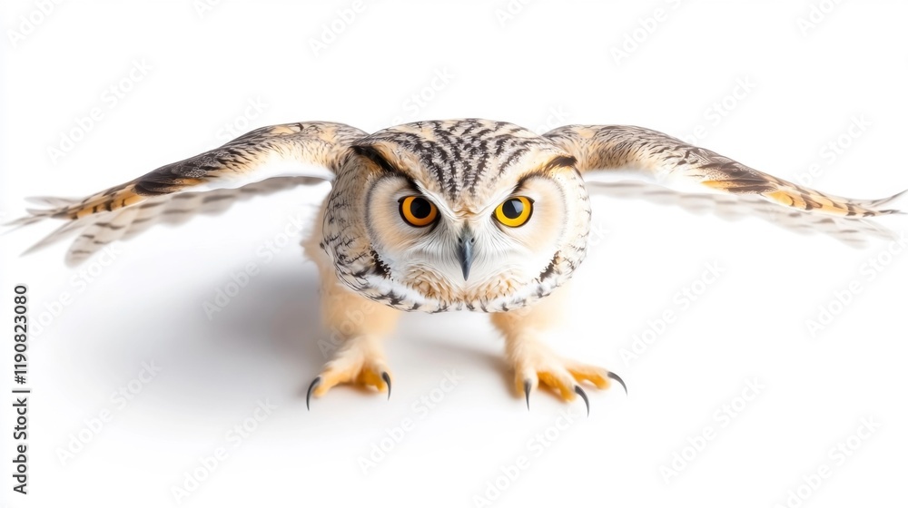 Naklejka premium Eurasian Eagle Owl on a White Background. Generative AI
