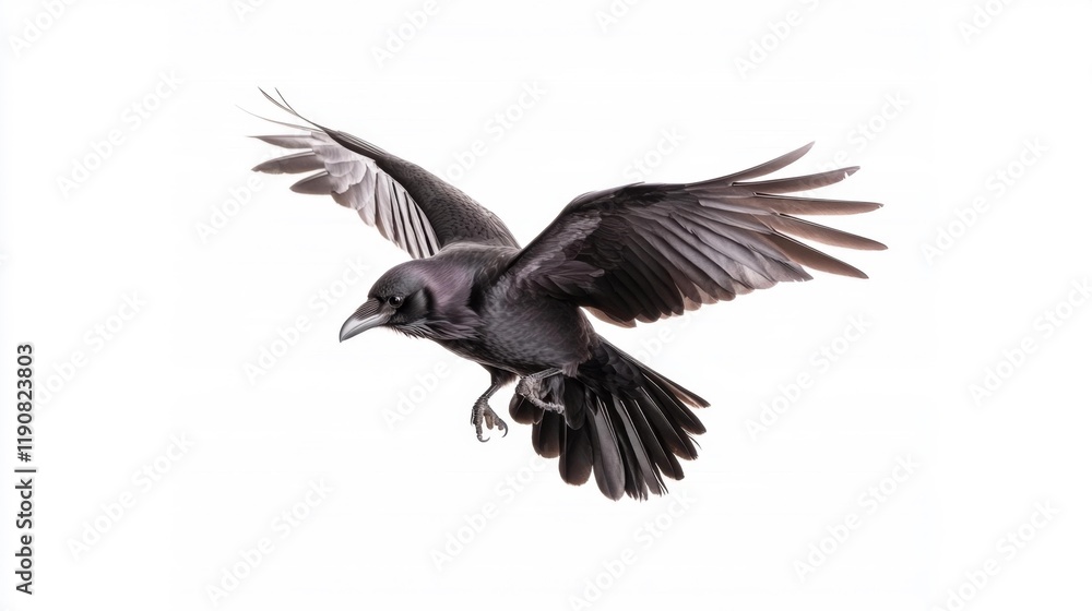 Fototapeta premium Elegant Raven in Flight. Generative AI