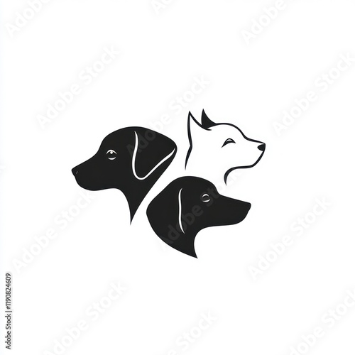 Dog cat pets adoption logo design, white background photo