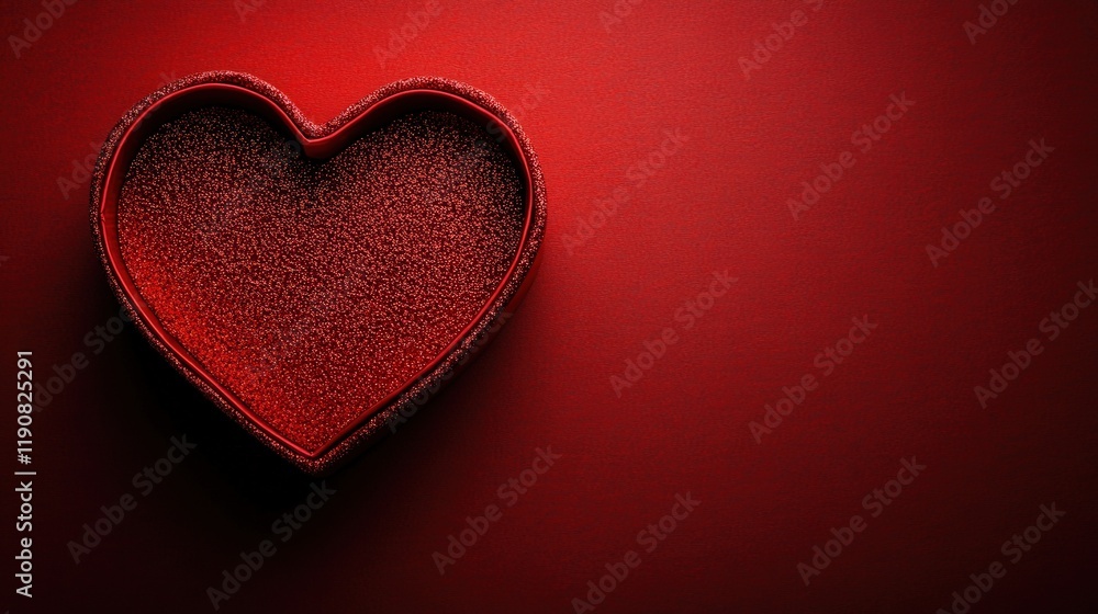 Obraz premium Red heart symbol on a vibrant red background representing love and affection in a simple design valentine day