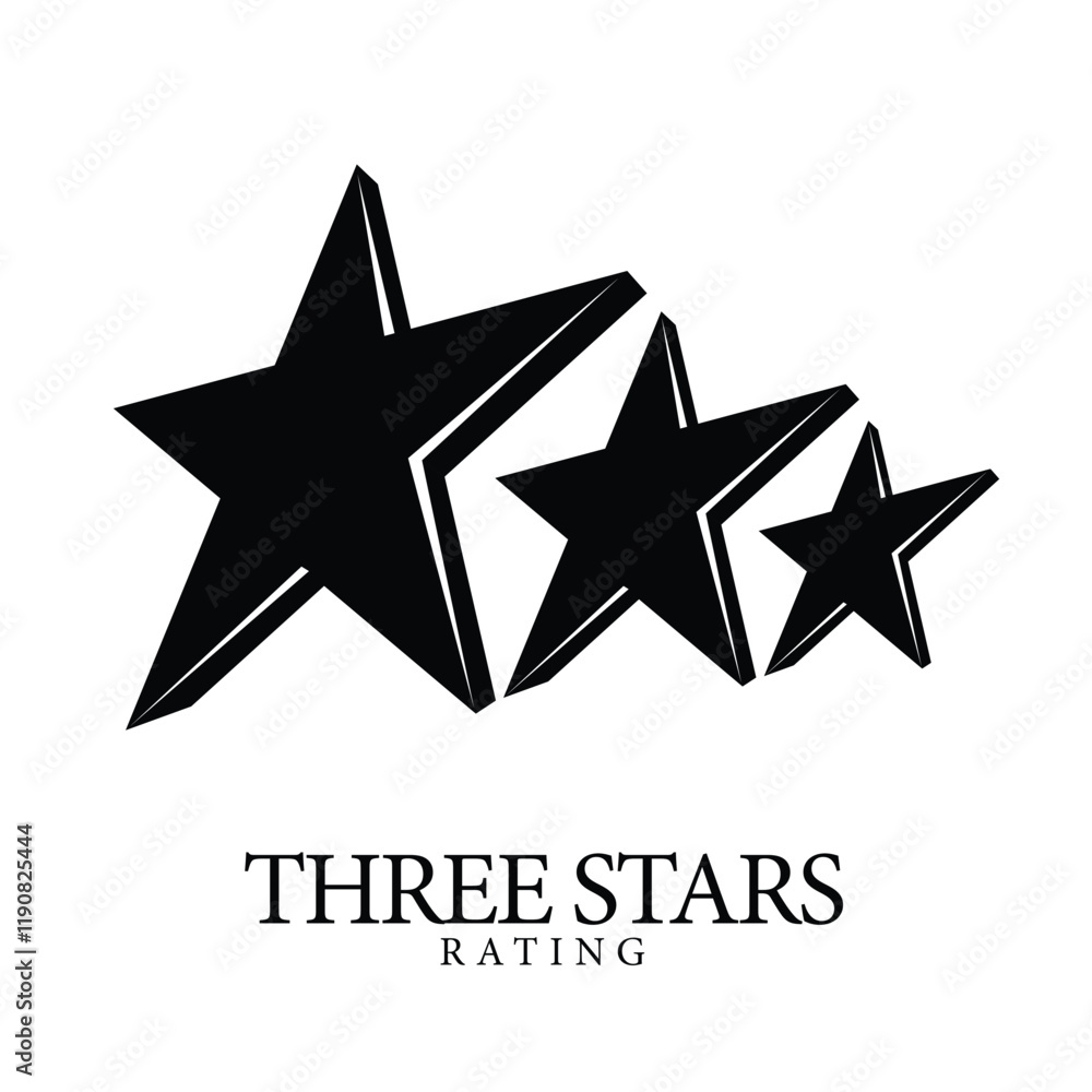 Obraz premium 3 star rating. Original sign on a white background. Three star symbol or emblem. vector illustration