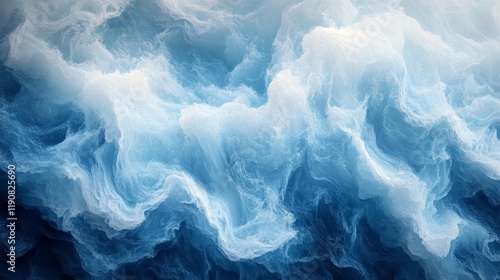 Wallpaper Mural Abstract Fluid Blue and White Art. Generative AI Torontodigital.ca
