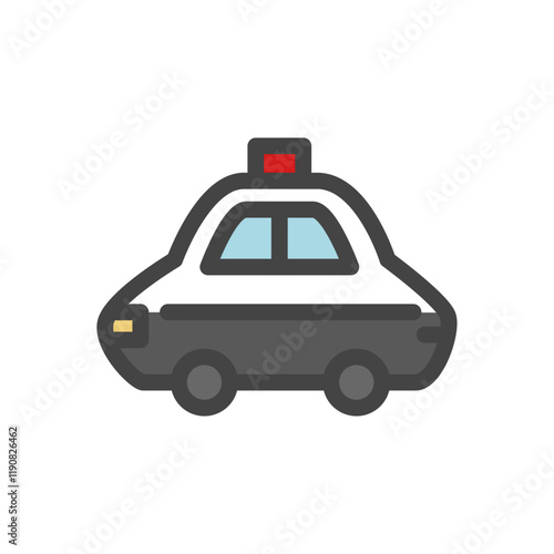 カラー乗り物関連の単品アイコン　パトカー