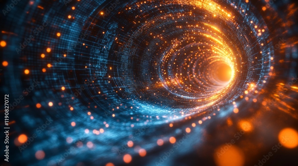 Obraz premium Futuristic Digital Light Vortex. Generative AI