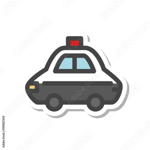 ステッカー風乗り物関連の単品アイコン　パトカー