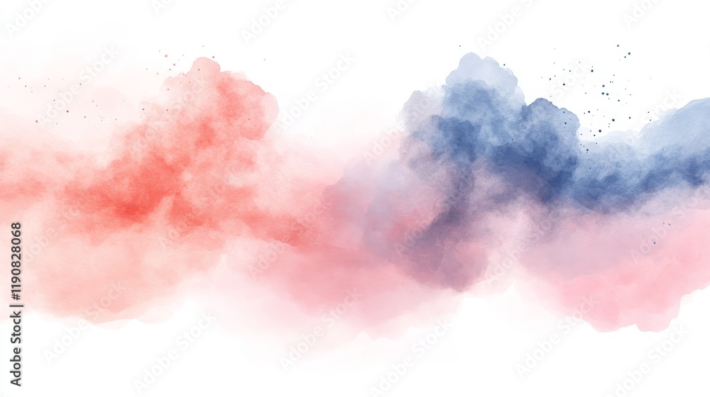 Naklejka premium Abstract Blurred Soft Pastel Colored Pink Blue Watercolor Ink Splat Gradient Background For Design