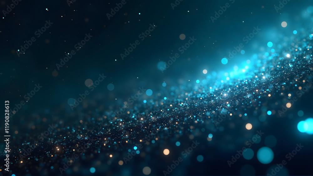 Fototapeta premium Blue glitter night sky on glass, Generative Ai