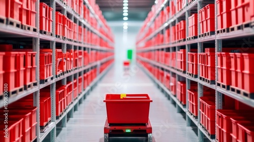 E-commerce warehouse fully automated with AI-driven logistics photo