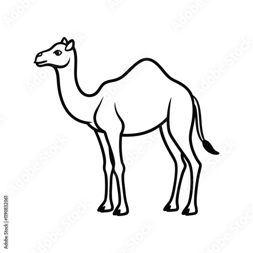 Camel Outline illustration vector, Desert Camel clipart Design
