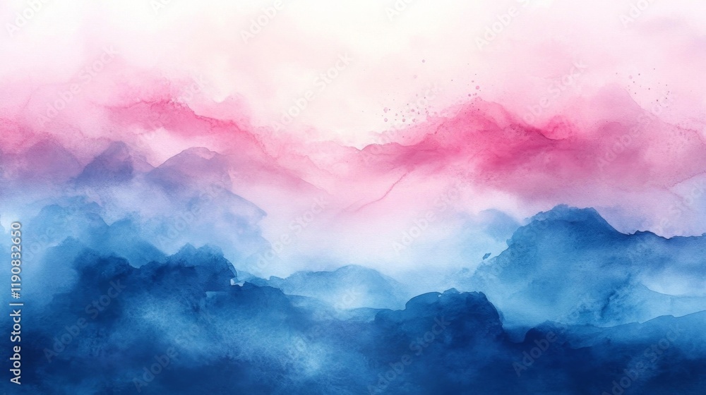Soft watercolor blending blues and pinks. Generative AI Soft watercolor blending blues and pinks. Generative AI