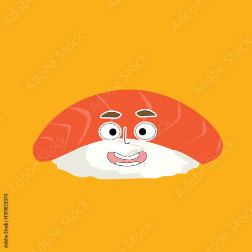  Sushi character. cartoon groovy japanese sushi 