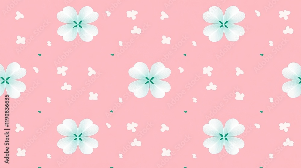 Pretty Pink Background With White Flowers And Green Centers Pretty Pink Background With White Flowers And Green Centers