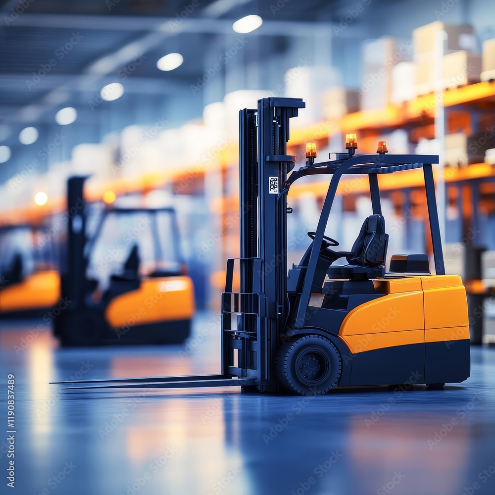 Robotic forklifts operating in an advanced logistics facility Robotic forklifts operating in an advanced logistics facility