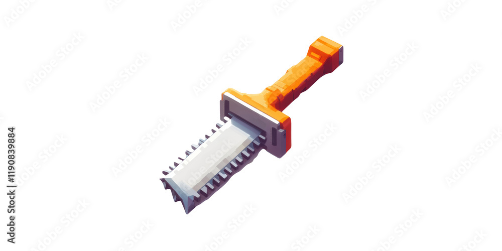 Orange handled saw with serrated blade isolated on transparent background Orange handled saw with serrated blade isolated on transparent background