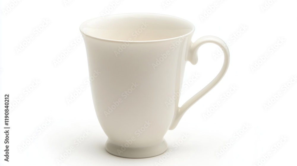 White ceramic mug with handle, isolated on white background. White ceramic mug with handle, isolated on white background.