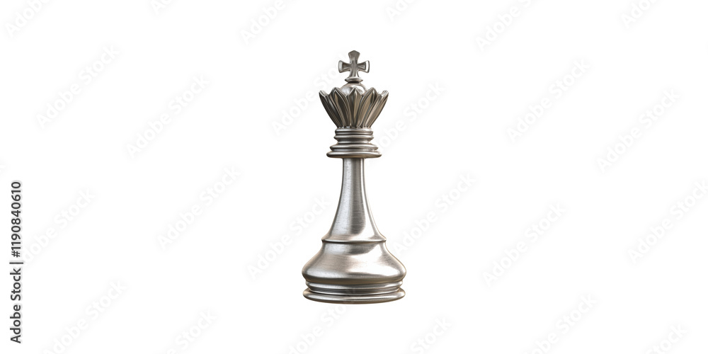 Fototapeta premium Silver chess king piece isolated on transparent background